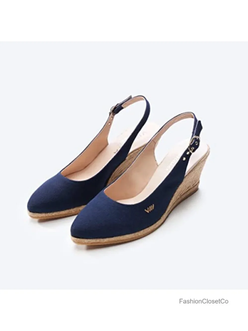 Canvas Espadrille Wedge Sandals Slingback Buckle Heels Handmade